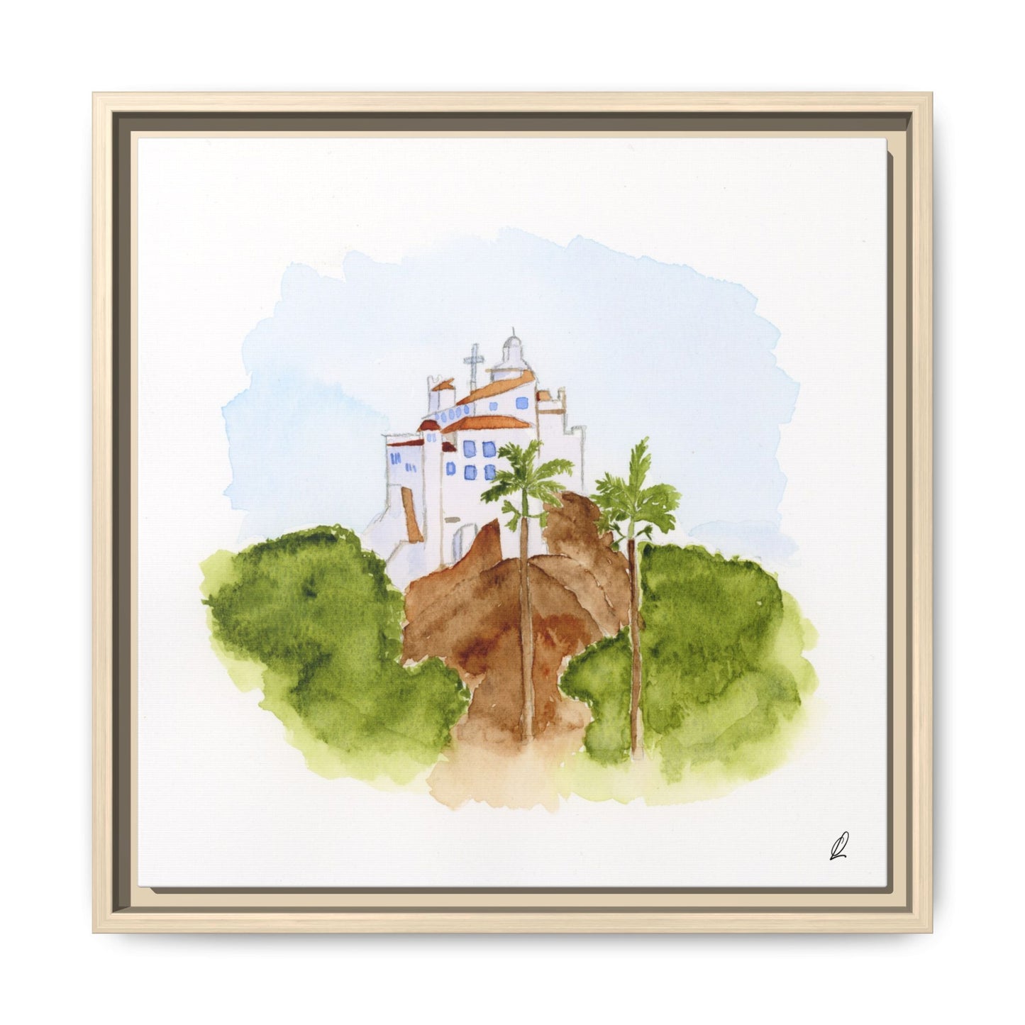 Framed Watercolor Vila Velha Canvas Print - Brasil