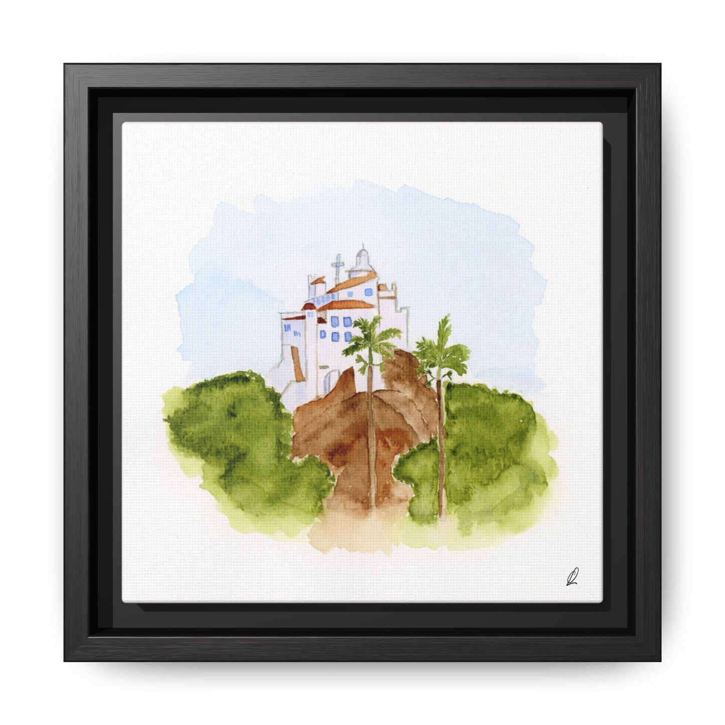 Framed Watercolor Vila Velha Canvas Print - Brasil