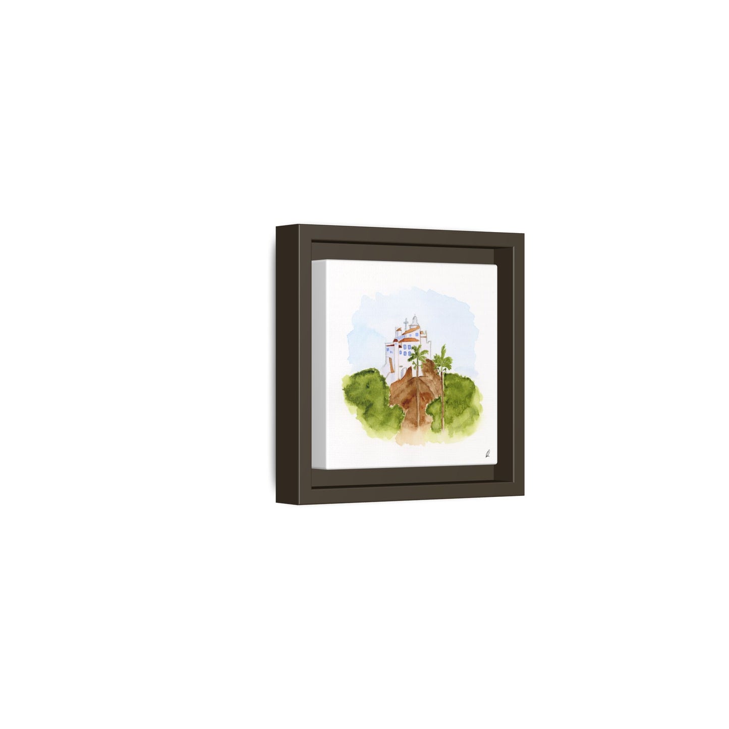 Framed Watercolor Vila Velha Canvas Print - Brasil