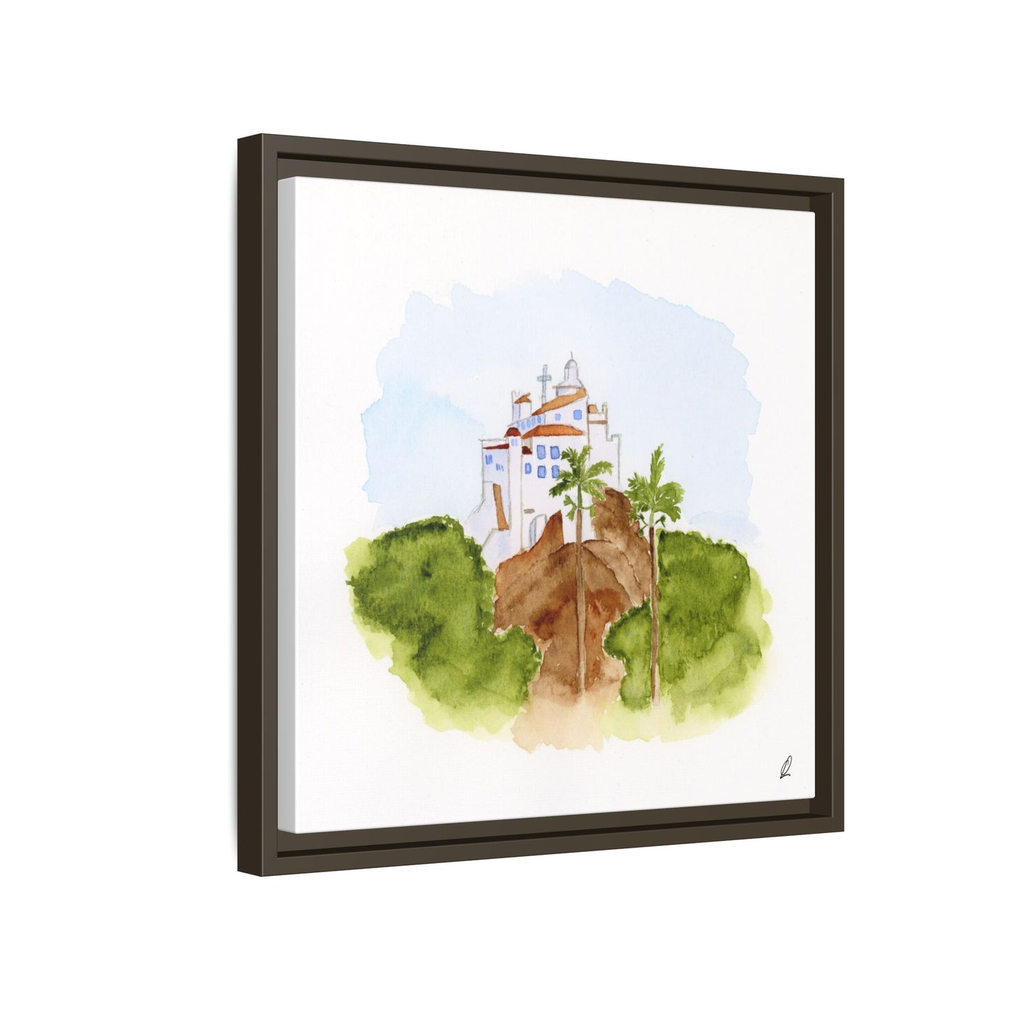 Framed Watercolor Vila Velha Canvas Print - Brasil