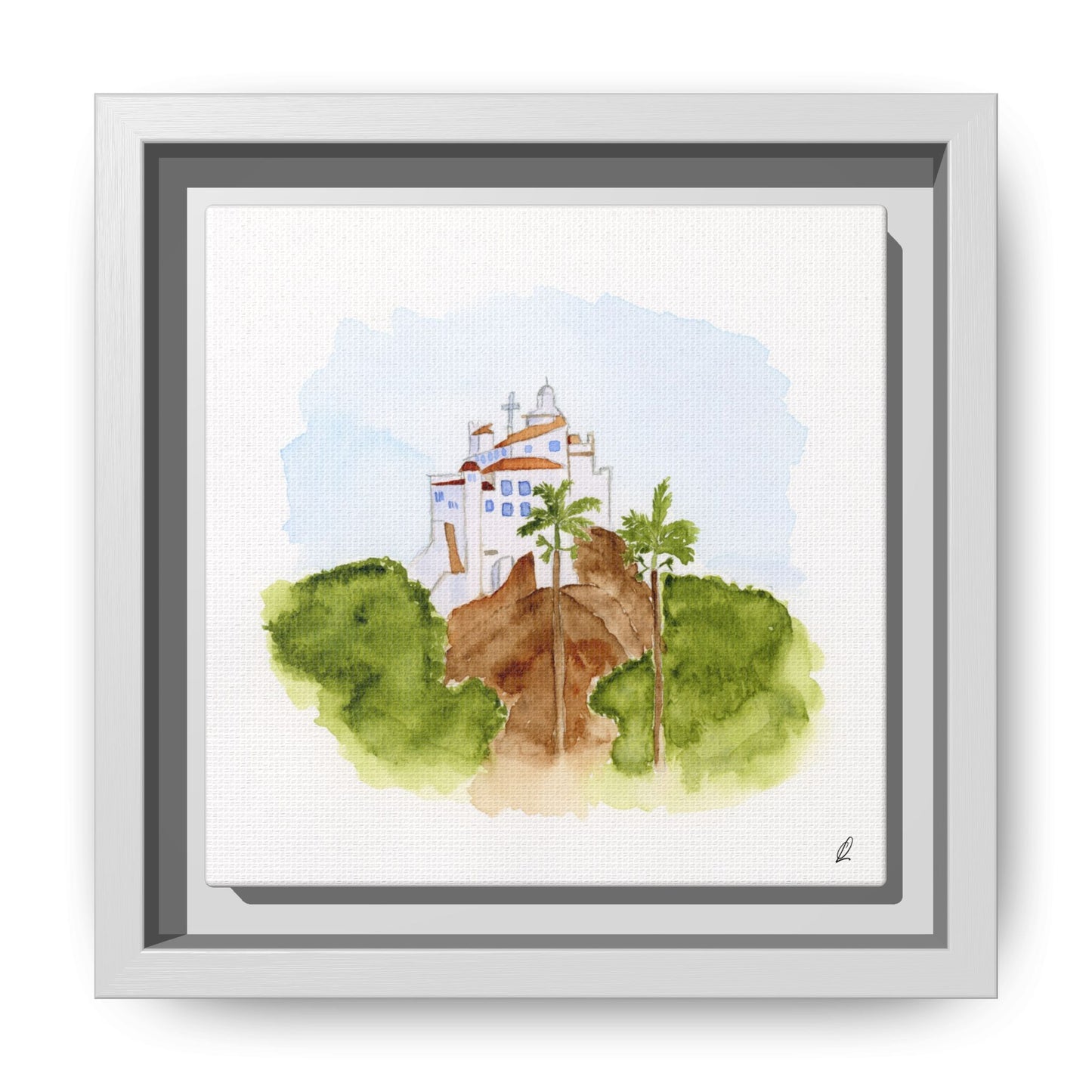 Framed Watercolor Vila Velha Canvas Print - Brasil