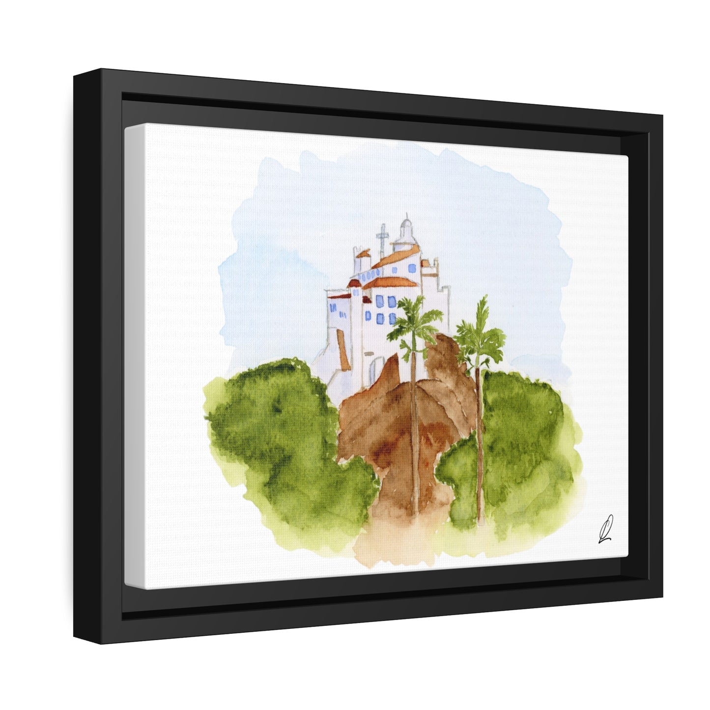 Framed Watercolor Vila Velha Canvas Print - Brasil